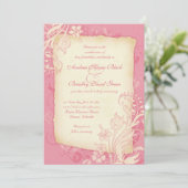 Uitnodiging tot weddenschappen met roze en ivoor (Staand voorkant)