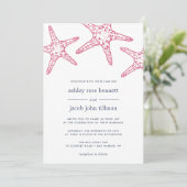 Uitnodiging tot weddenschappen met roze en marineb (Staand voorkant)