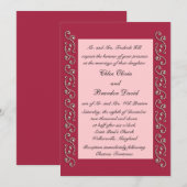 Uitnodiging tot weddenschappen met roze en parels (Voorkant / Achterkant)