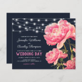  uitnodiging tot weddenschappen met roze en zeemac (Voorkant / Achterkant)