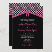 Uitnodiging tot weddenschappen met roze en zwarte  (Voorkant / Achterkant)