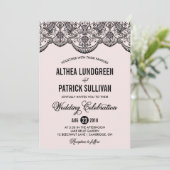 Uitnodiging tot weddenschappen met roze en zwarte  (Staand voorkant)