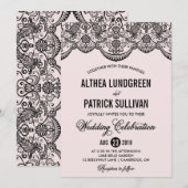 Uitnodiging tot weddenschappen met roze en zwarte  (Voorkant / Achterkant)