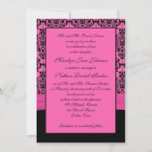 Uitnodiging tot weddenschappen met roze en zwarte  (Achterkant)