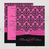 Uitnodiging tot weddenschappen met roze en zwarte  (Voorkant / Achterkant)
