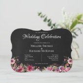 Uitnodiging tot weddenschappen met roze Floral en (Staand voorkant)