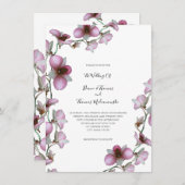 Uitnodiging tot weddenschappen met roze orchidee (Voorkant / Achterkant)