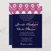 Uitnodiging tot weddenschappen met roze, witte en  (Voorkant / Achterkant)