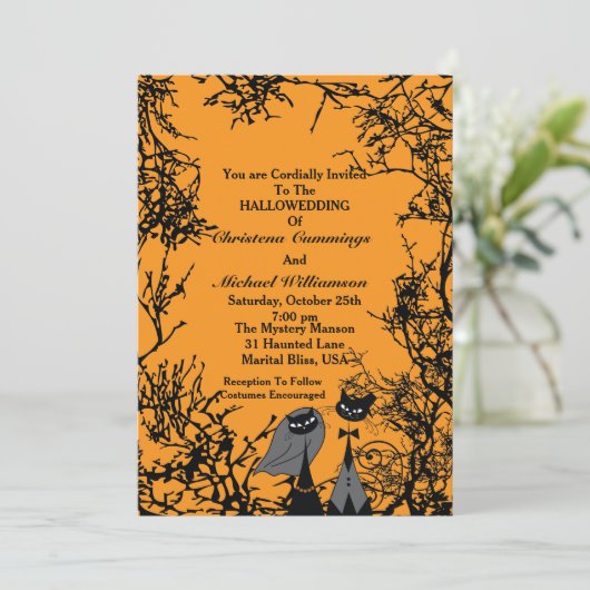 Uitnodiging tot weddenschappen met toegestane katt (Staand voorkant)