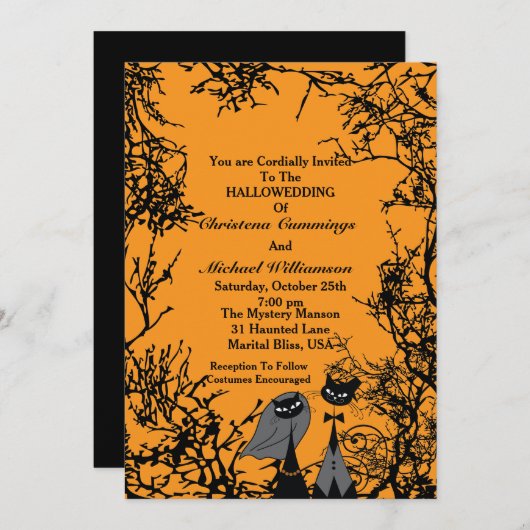 Uitnodiging tot weddenschappen met toegestane katt (Voorkant / Achterkant)