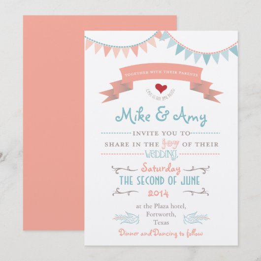  uitnodiging tot weddenschappen met Whimsical (Voorkant / Achterkant)