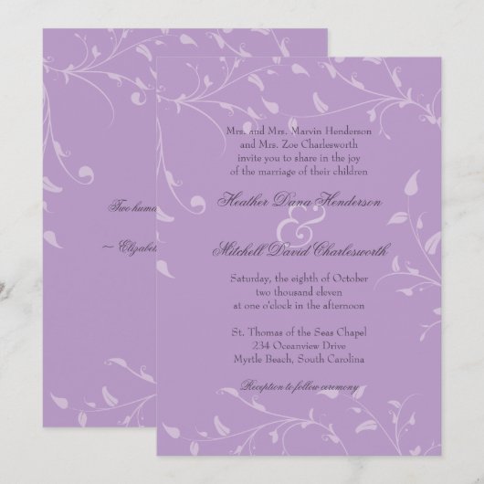 Uitnodiging tot weddenschappen met Zachte Wijnstok (Voorkant / Achterkant)