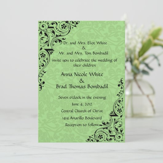 Uitnodiging tot weddenschappen met zwarte en Celad (Staand voorkant)