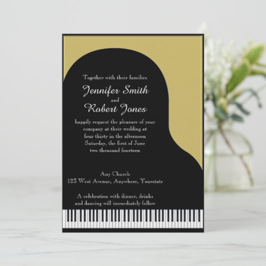 Uitnodiging tot weddenschappen met zwarte en goude (Staand voorkant)