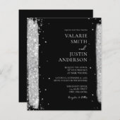 Uitnodiging tot weddenschappen met zwarte en zilve (Voorkant / Achterkant)