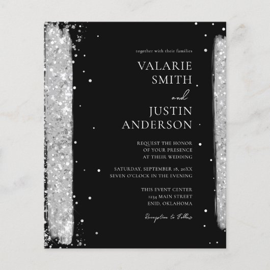 Uitnodiging tot weddenschappen met zwarte en zilve (Voorkant)