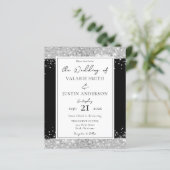 Uitnodiging tot weddenschappen met zwarte en zilve (Staand voorkant)