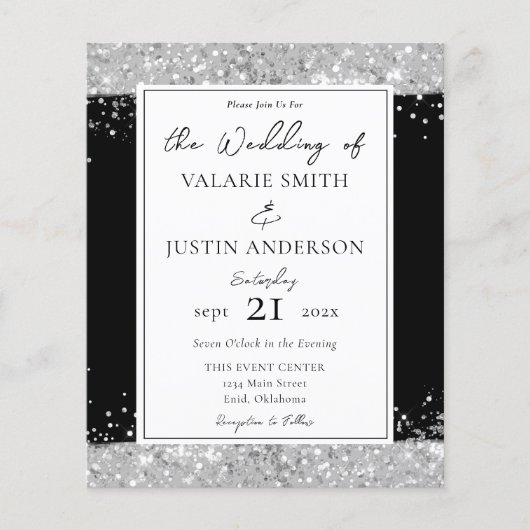Uitnodiging tot weddenschappen met zwarte en zilve (Voorkant)