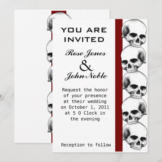 Uitnodiging tot weddenschappen op het rode (rode)  (Voorkant / Achterkant)