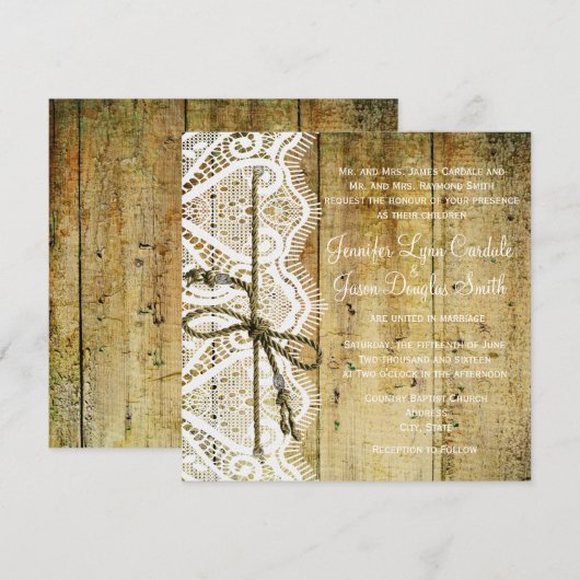 Uitnodiging tot weddenschappen op het Rustische La (Voorkant / Achterkant)