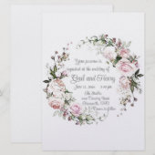 Uitnodiging tot weddenschappen op roze en zoete ro (Voorkant / Achterkant)