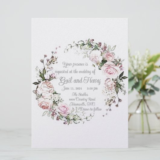 Uitnodiging tot weddenschappen op roze en zoete ro (Staand voorkant)