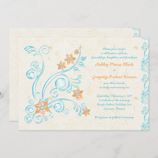 Uitnodiging tot weddenschappen op Starfish en wate (Voorkant / Achterkant)