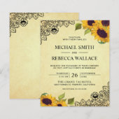  uitnodiging tot weddenschappen over zonnebloemen (Voorkant / Achterkant)