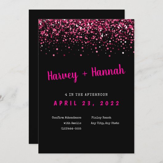 Uitnodiging tot weddenschappen tussen zwart en roz (Voorkant / Achterkant)