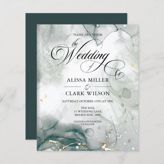 Uitnodiging tot weddenschappen via Waterverf en zw (Voorkant / Achterkant)