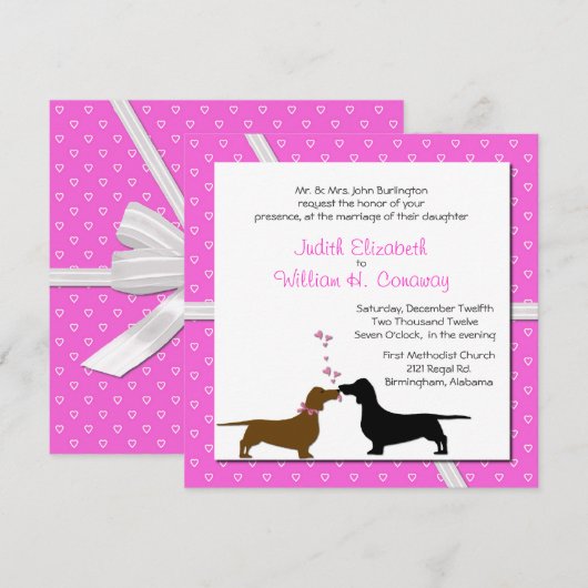 Uitnodiging tot weddenschappen via Whimsical Dachs (Voorkant / Achterkant)