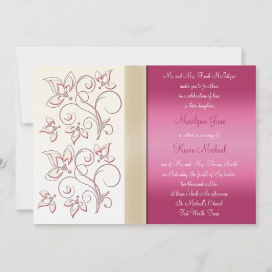 Uitnodiging tot weddenschappen voor ivoor en roze (Achterkant)