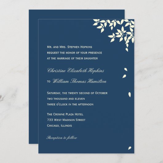 Uitnodiging tot weduwen met afdalende bladeren (ma (Voorkant / Achterkant)