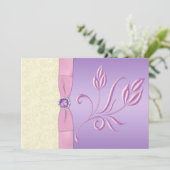 Uitnodiging tot weduwen, roze en ivoor (Staand voorkant)