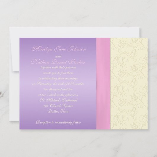 Uitnodiging tot weduwen, roze en ivoor (Achterkant)