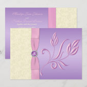 Uitnodiging tot weduwen, roze en ivoor (Voorkant / Achterkant)