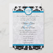 Uitnodiging tot weduwen van Bright Aqua Damask Hea (Achterkant)