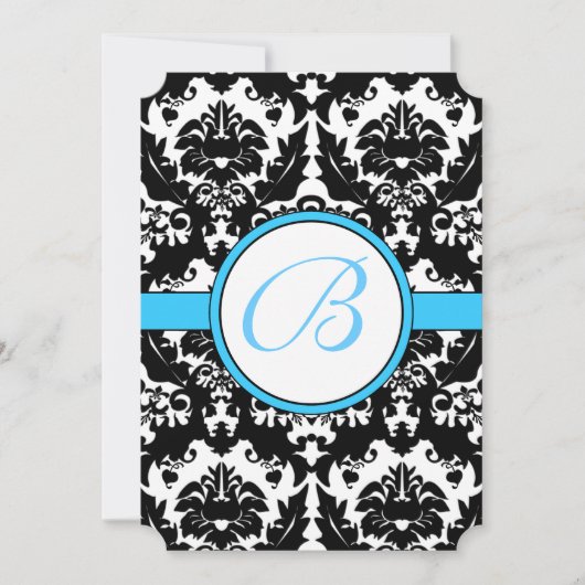 Uitnodiging tot weduwen van Bright Aqua Damask Hea (Voorkant)