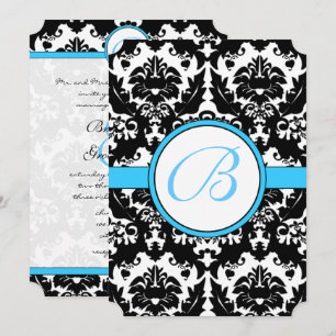 Uitnodiging tot weduwen van Bright Aqua Damask Hea