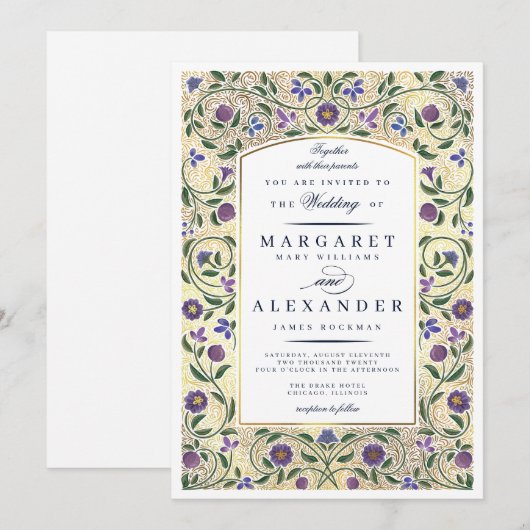 Uitnodiging tot weduwschap aan de rand / Faux Gold (Voorkant / Achterkant)