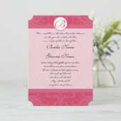  uitnodiging tot weduwschap in het donkerroze mono (Staand voorkant)