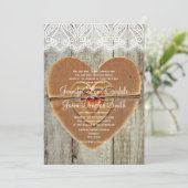 Uitnodiging tot weduwschap in Rustic Country Heart (Staand voorkant)