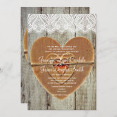 Uitnodiging tot weduwschap in Rustic Country Heart (Voorkant / Achterkant)