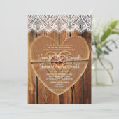 Uitnodiging tot weduwschap in Rustic Country Heart (Staand voorkant)