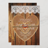 Uitnodiging tot weduwschap in Rustic Country Heart (Voorkant / Achterkant)