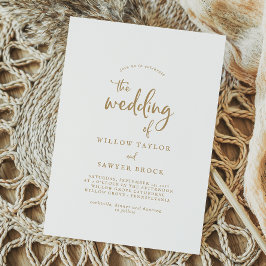 Uitnodiging tot weduwschap in Rustic Gold Script