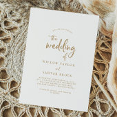 Uitnodiging tot weduwschap in Rustic Gold Script