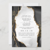 Uitnodiging tot weduwschap in zwart, goud en grijs (Voorkant)