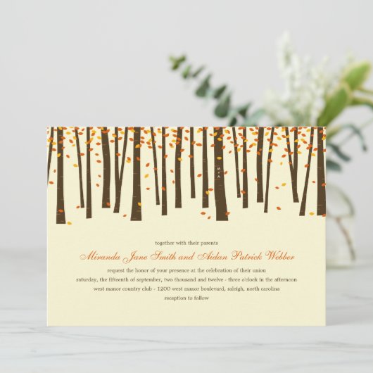 Uitnodiging tot weduwschap met bosbomen - Sinaasap (Staand voorkant)