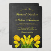 Uitnodiging tot weduwschap met Bright Gele Tulp Fl (Voorkant / Achterkant)